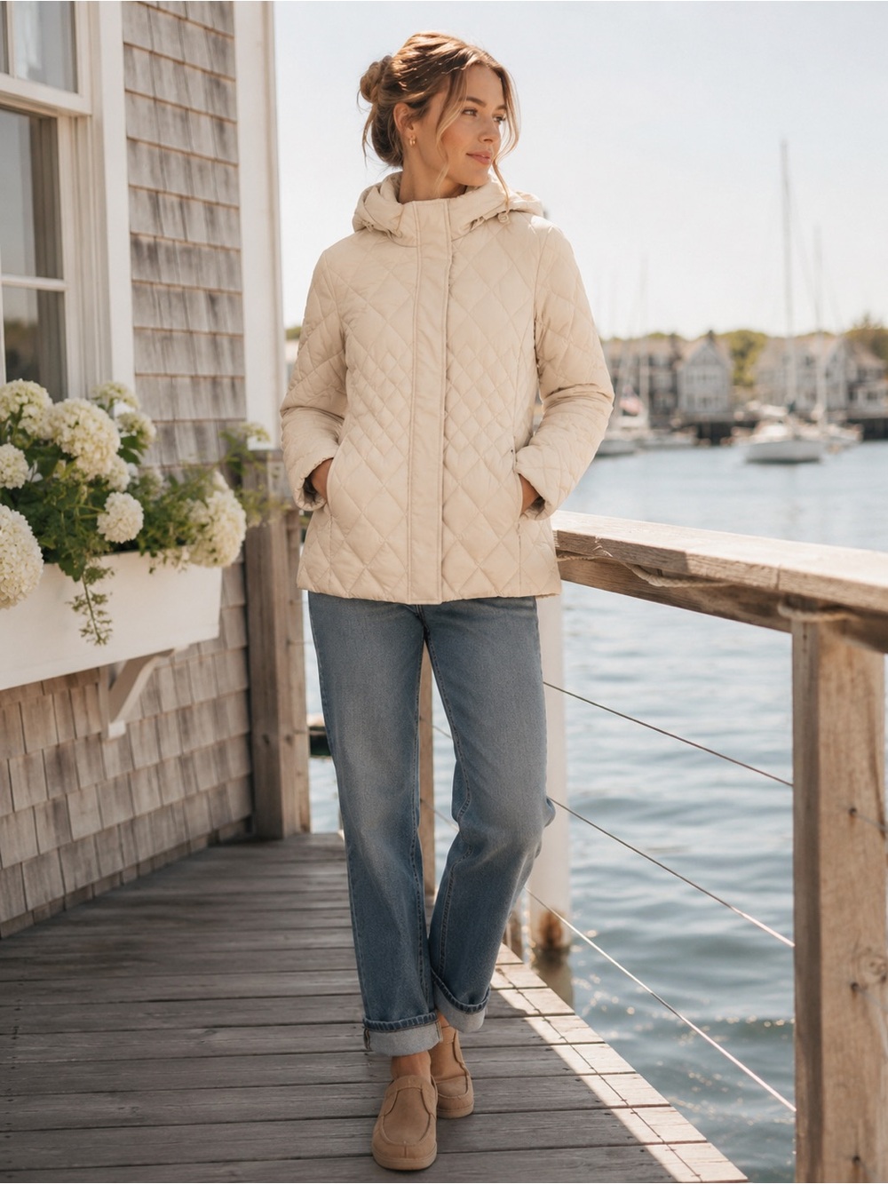 MAC Mackintosh New England Cream Quilted Down Jacket